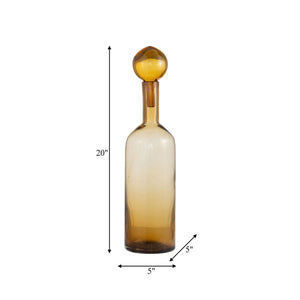 Decorative Taupe Glass 20" Bottle W / Stopper